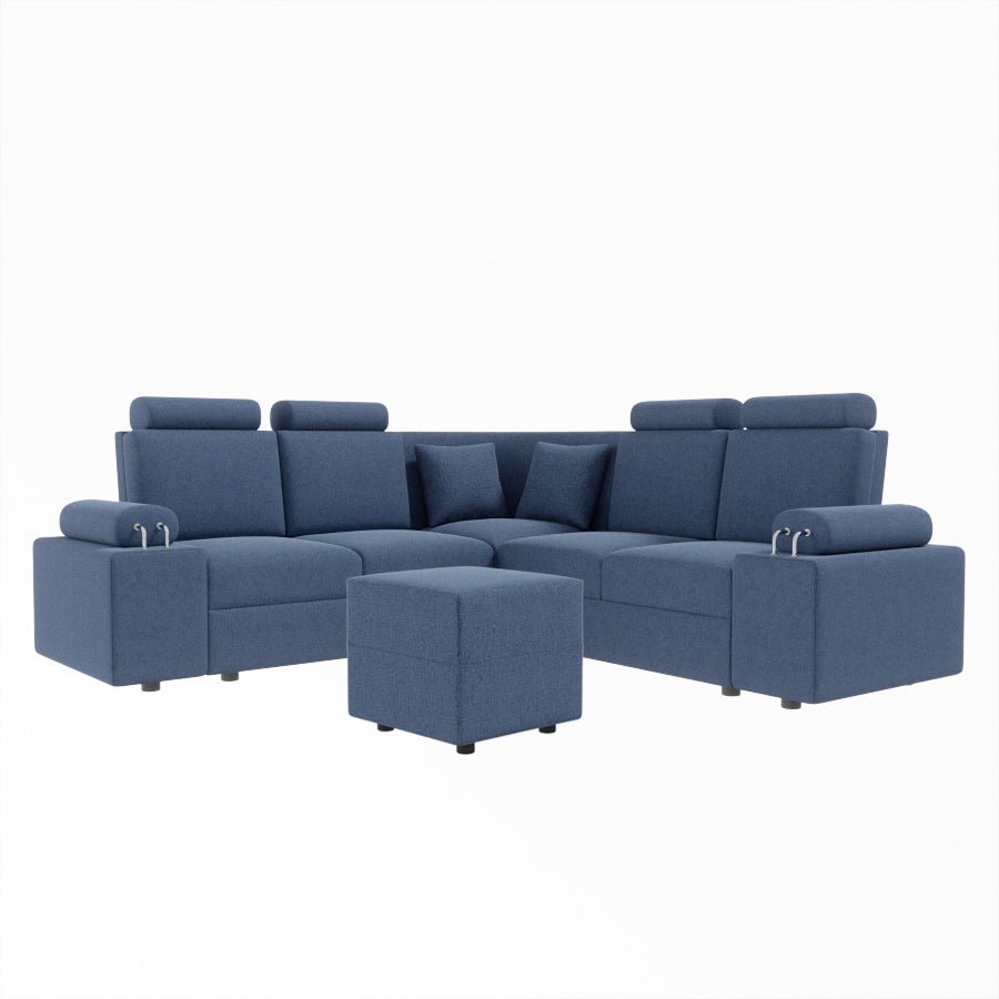 L Shape Corner Fabric Sofa [with Steel Handles] With Box Moda - Sekar Lifestyle