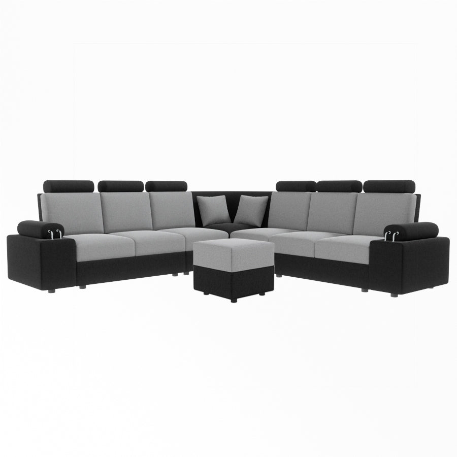 L Shape Corner Fabric Sofa [with Steel Handles] With Box Moda - Sekar Lifestyle