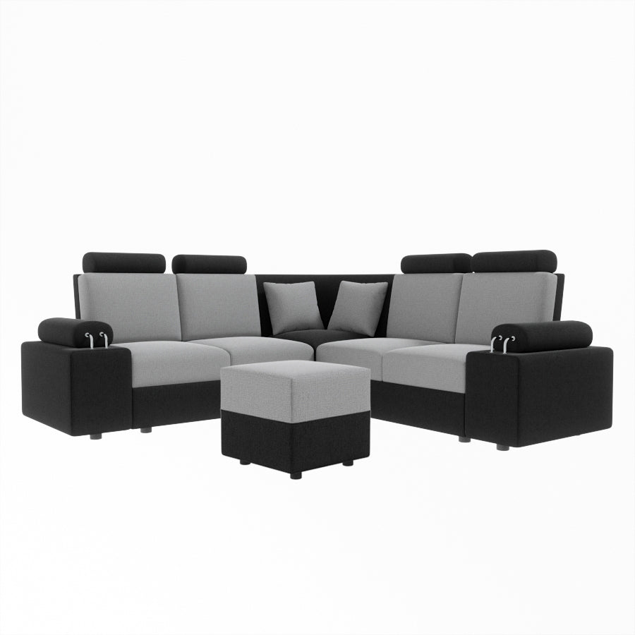 L Shape Corner Fabric Sofa [with Steel Handles] With Box Moda - Sekar Lifestyle