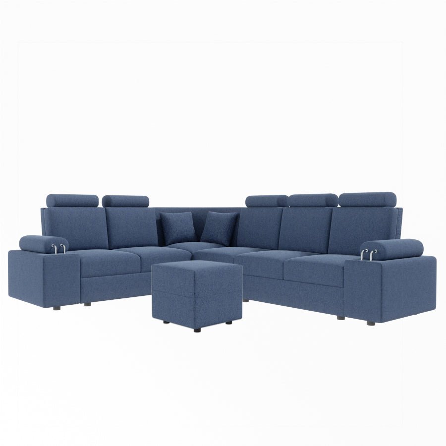 L Shape Corner Fabric Sofa [with Steel Handles] With Box Moda - Sekar Lifestyle