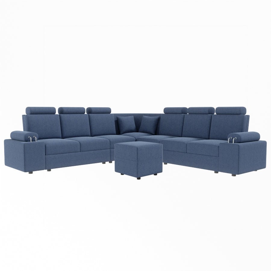 L Shape Corner Fabric Sofa [with Steel Handles] With Box Moda - Sekar Lifestyle