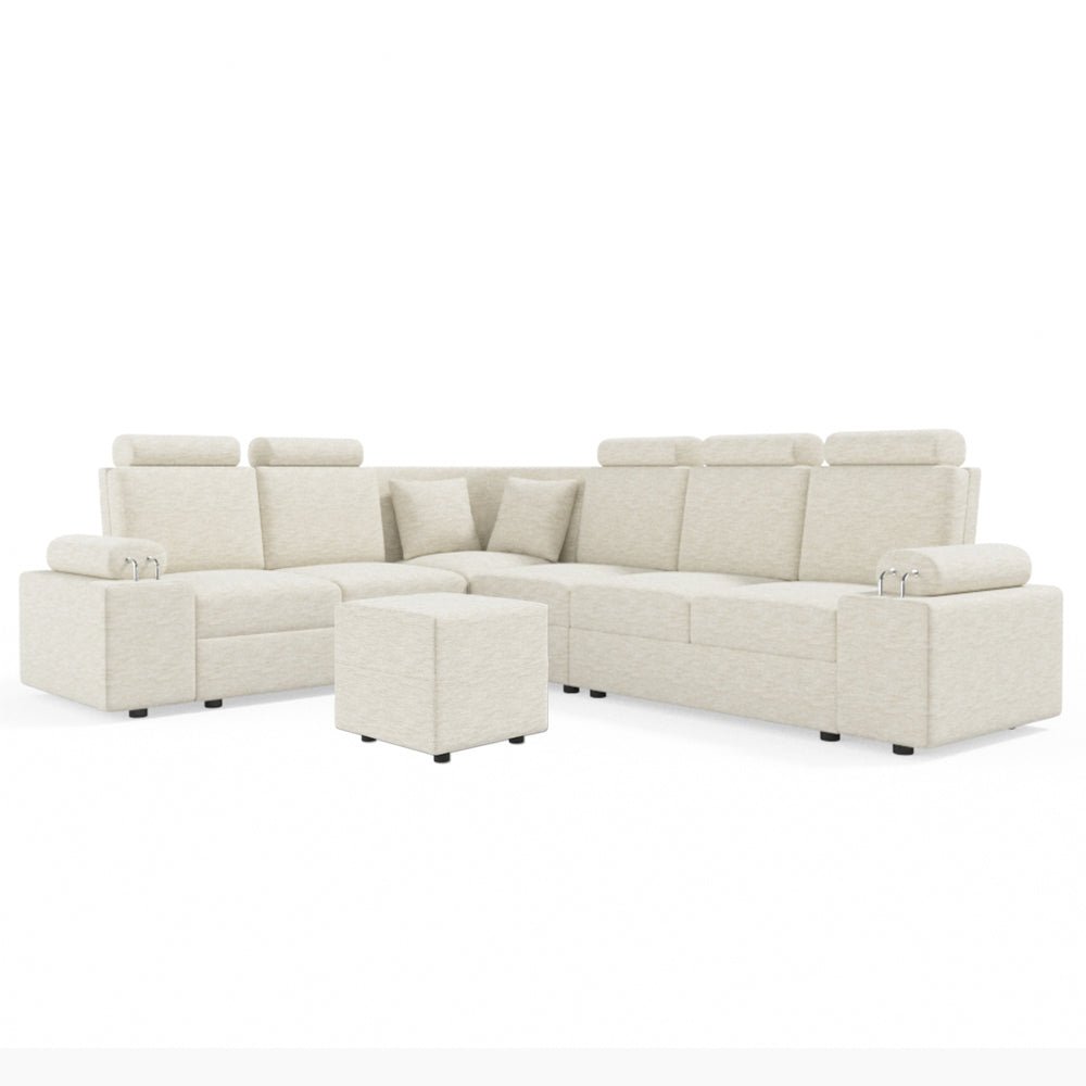 L Shape Corner Fabric Sofa [with Steel Handles] With Box Moda - Sekar Lifestyle