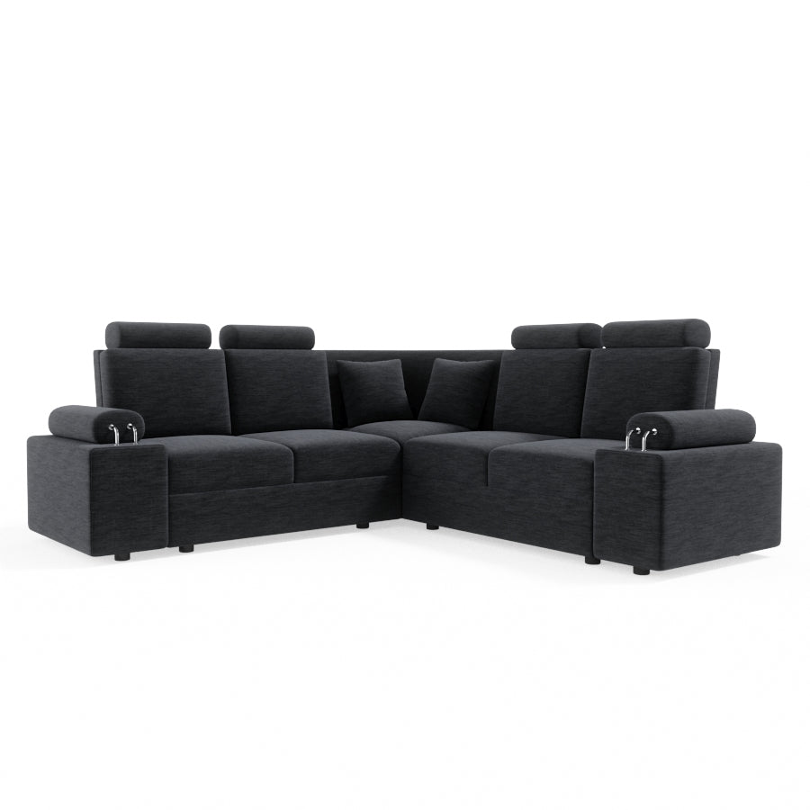 L Shape Corner Fabric Sofa [with Steel Handles] - Sekar Lifestyle