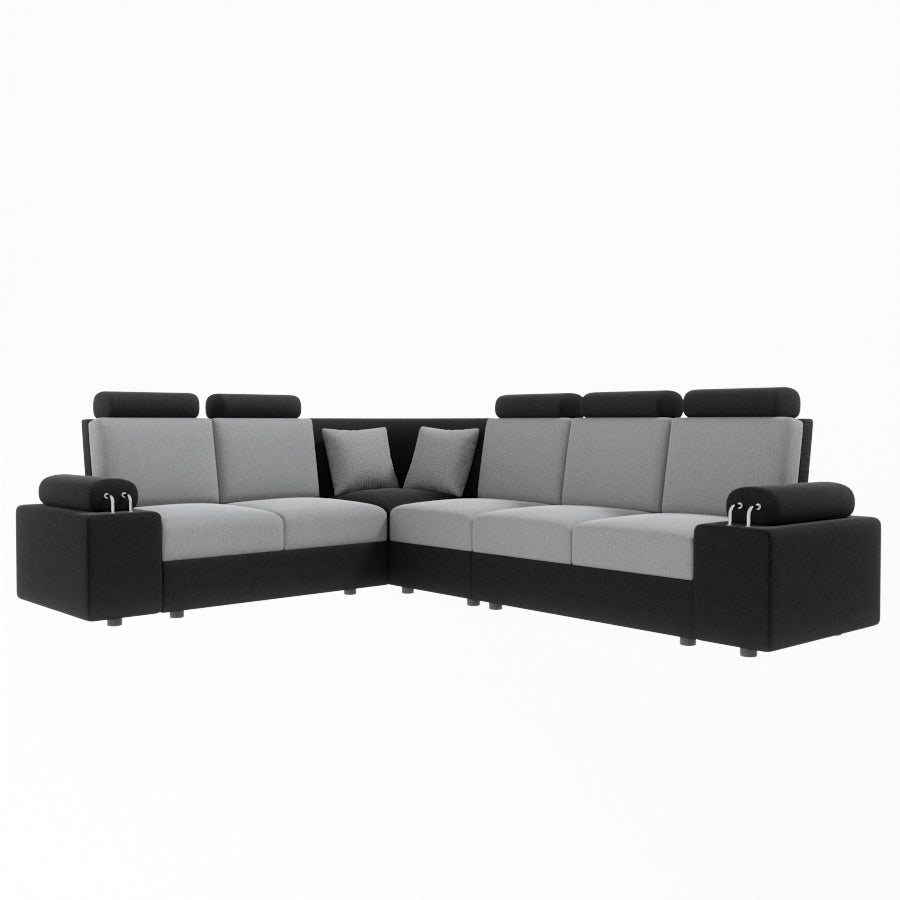 L Shape Corner Fabric Sofa [with Steel Handles] - Sekar Lifestyle