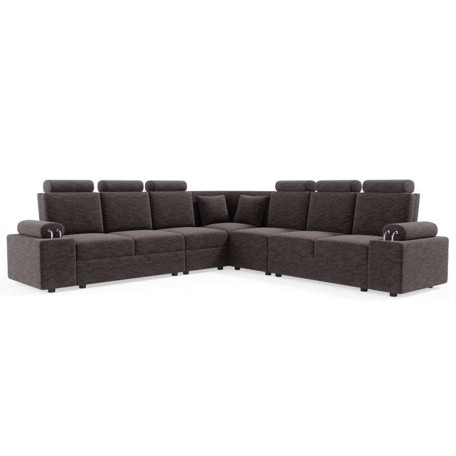 L Shape Corner Fabric Sofa [with Steel Handles] - Sekar Lifestyle
