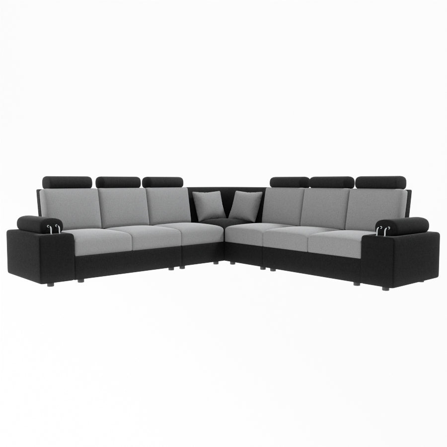 L Shape Corner Fabric Sofa [with Steel Handles] - Sekar Lifestyle