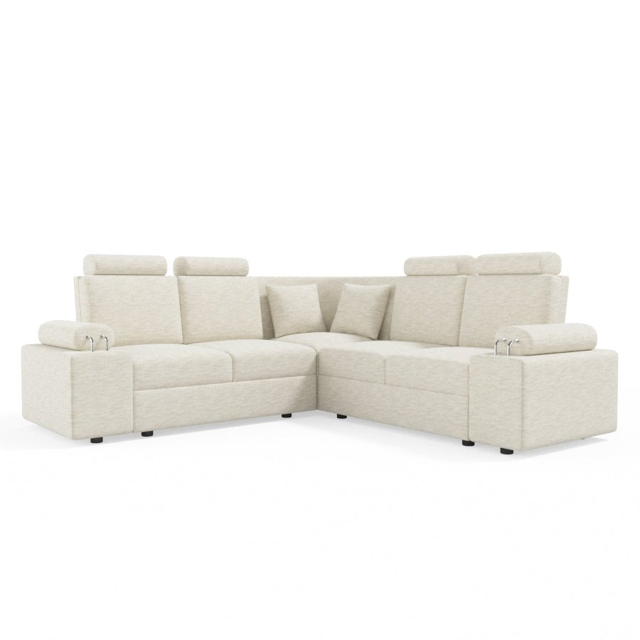 L Shape Corner Fabric Sofa [with Steel Handles] - Sekar Lifestyle