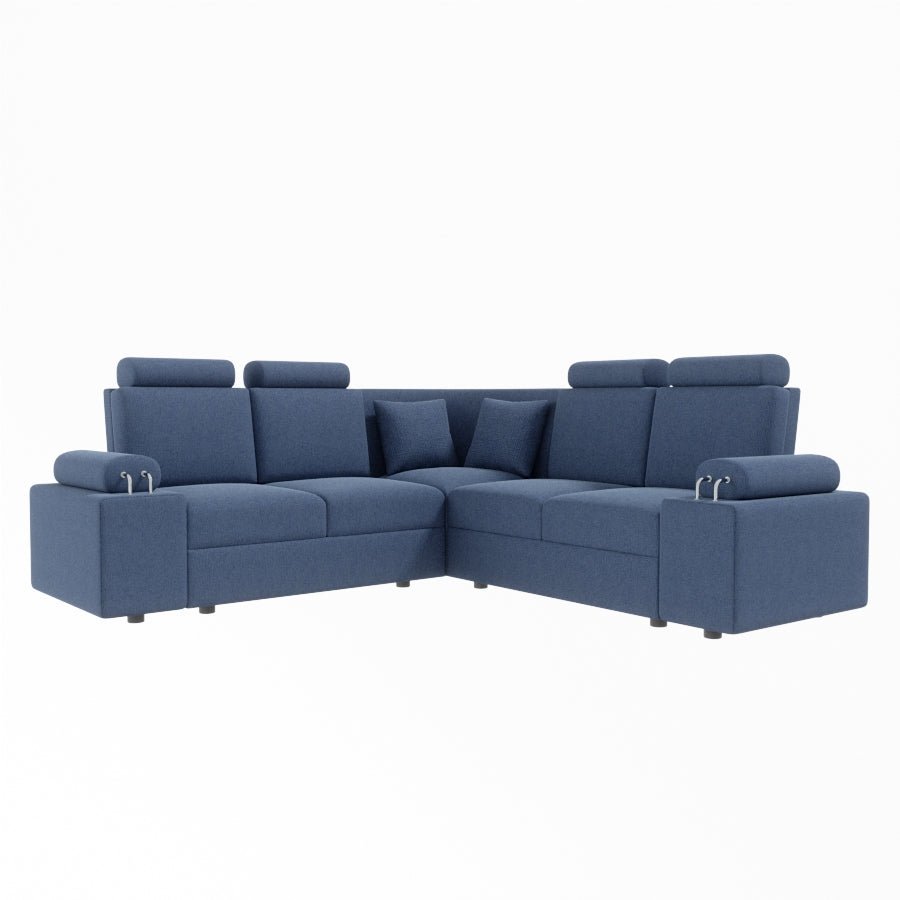 L Shape Corner Fabric Sofa [with Steel Handles] - Sekar Lifestyle
