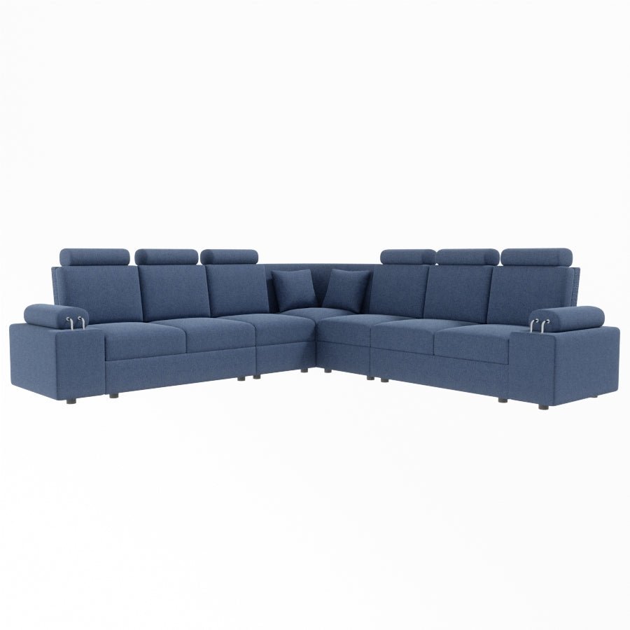 L Shape Corner Fabric Sofa [with Steel Handles] - Sekar Lifestyle