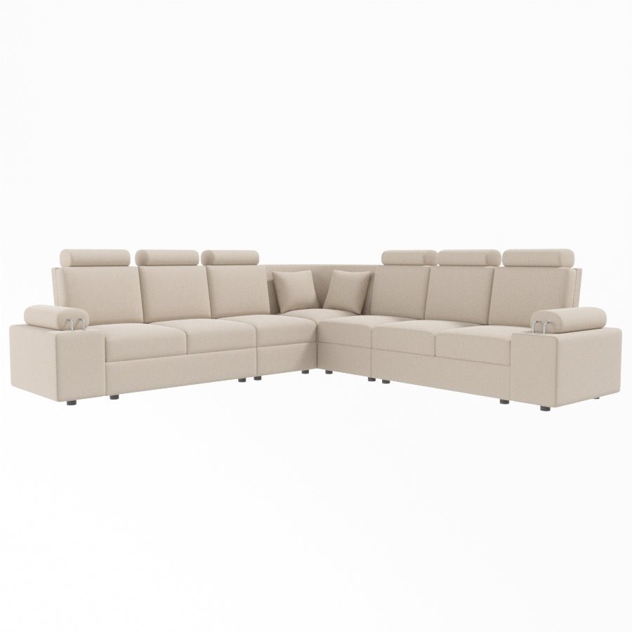 L Shape Corner Fabric Sofa [with Steel Handles] - Sekar Lifestyle