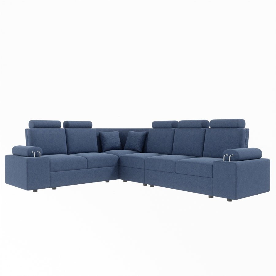 L Shape Corner Fabric Sofa [with Steel Handles] - Sekar Lifestyle