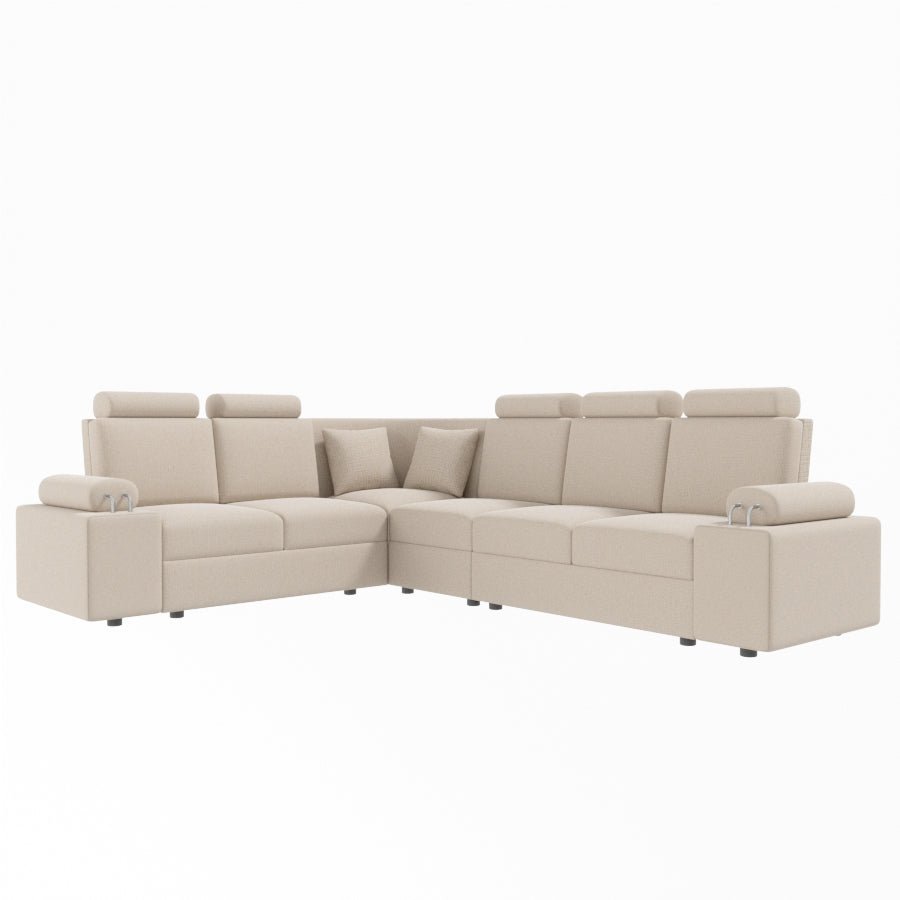 L Shape Corner Fabric Sofa [with Steel Handles] - Sekar Lifestyle