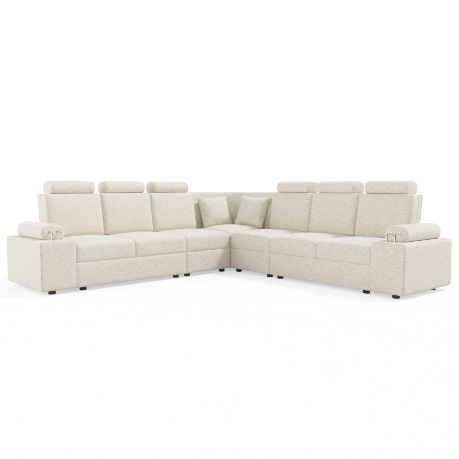 L Shape Corner Fabric Sofa [with Steel Handles] - Sekar Lifestyle