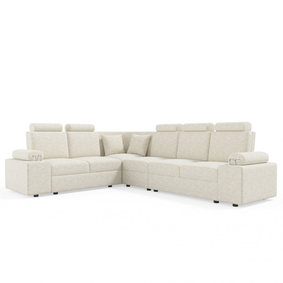 L Shape Corner Fabric Sofa [with Steel Handles] - Sekar Lifestyle