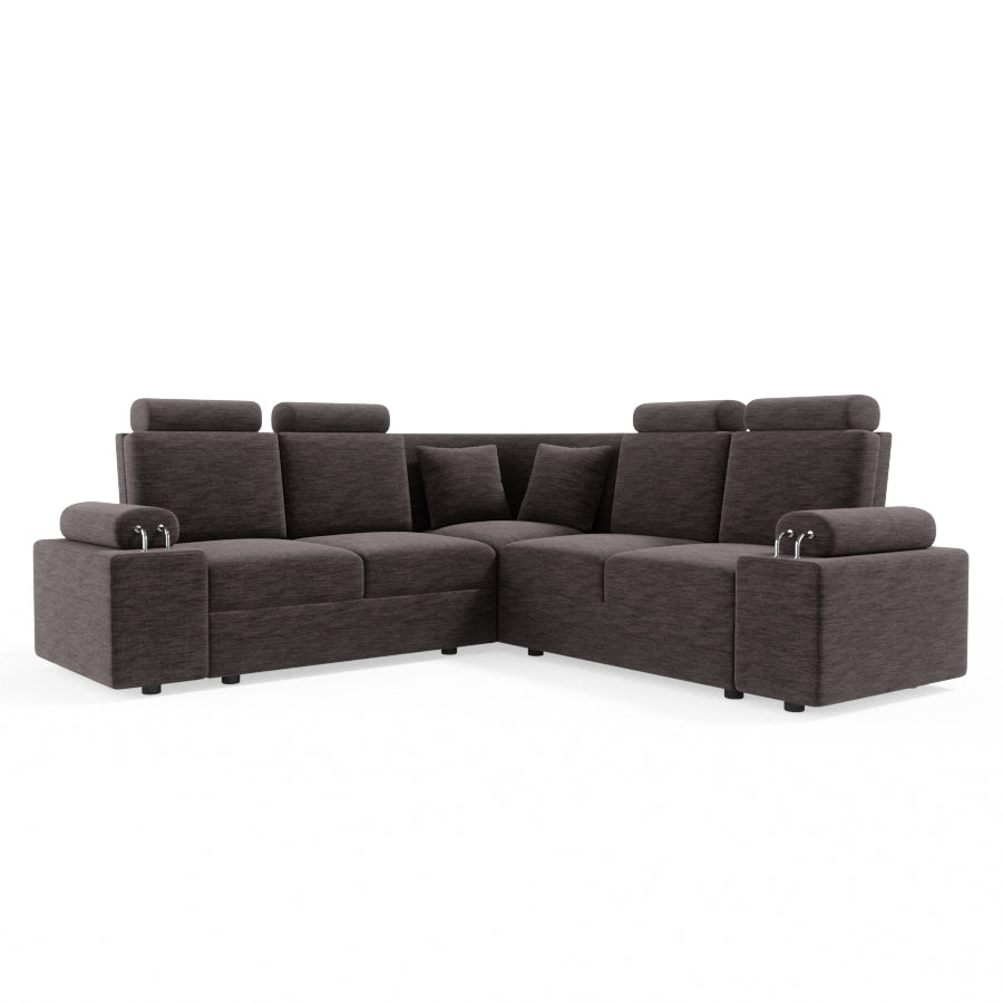 L Shape Corner Fabric Sofa [with Steel Handles] - Sekar Lifestyle