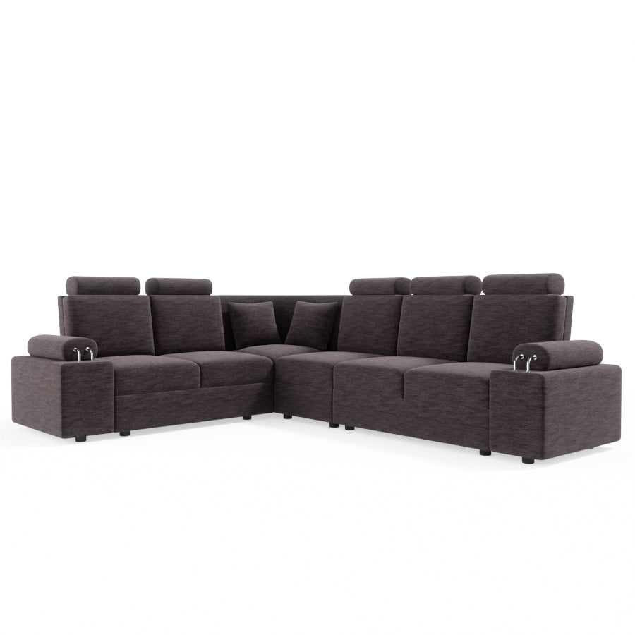 L Shape Corner Fabric Sofa [with Steel Handles] - Sekar Lifestyle