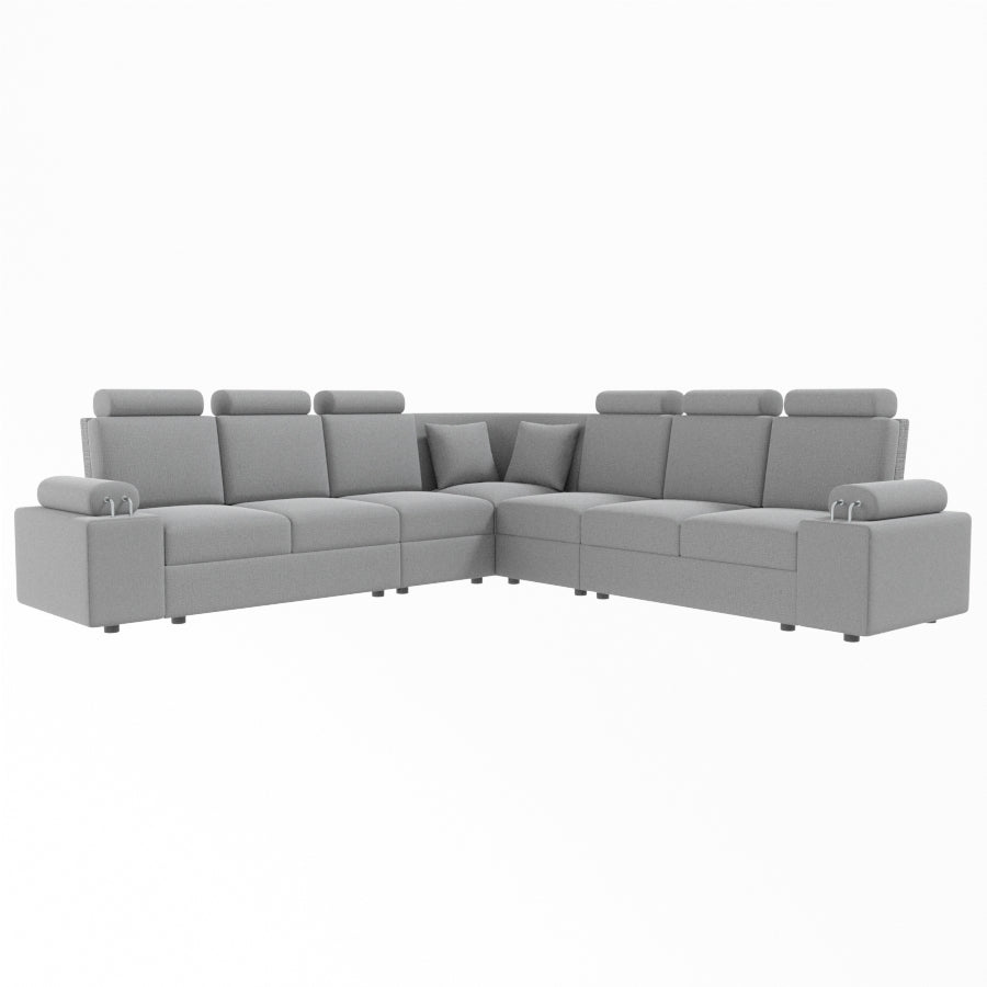 L Shape Corner Fabric Sofa [with Steel Handles] - Sekar Lifestyle