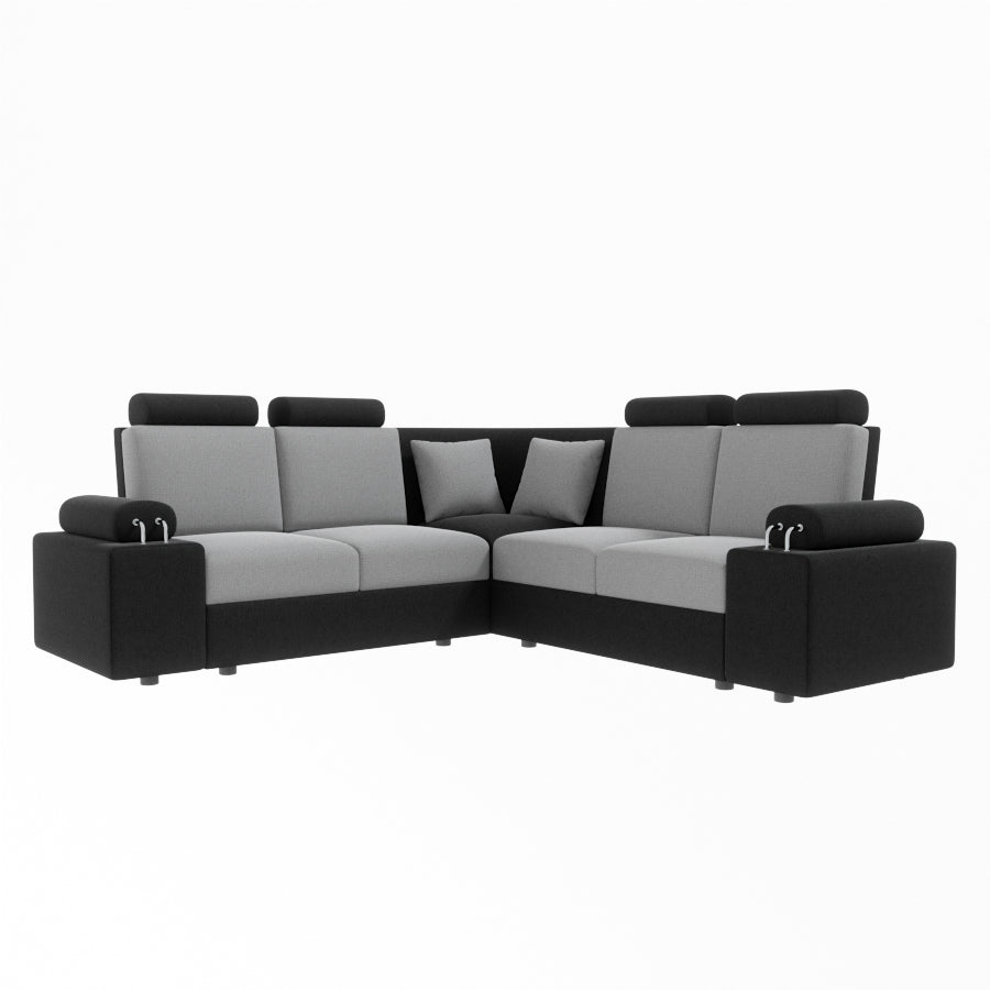 L Shape Corner Fabric Sofa [with Steel Handles] - Sekar Lifestyle