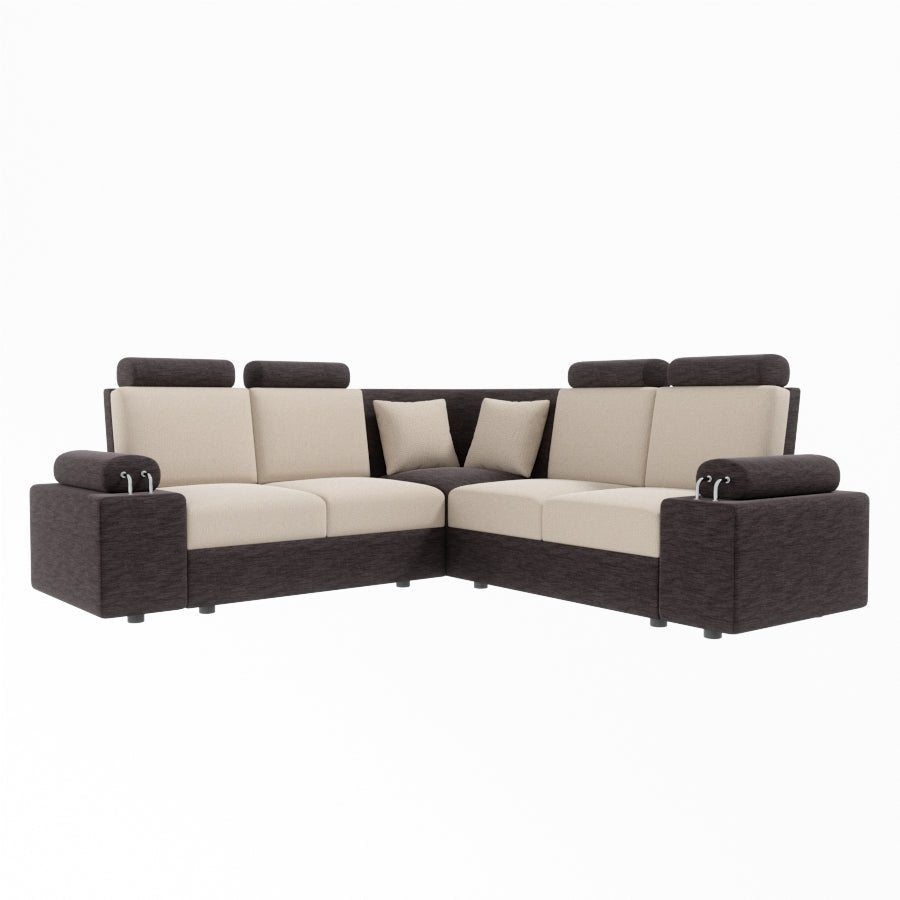 L Shape Corner Fabric Sofa [with Steel Handles] - Sekar Lifestyle