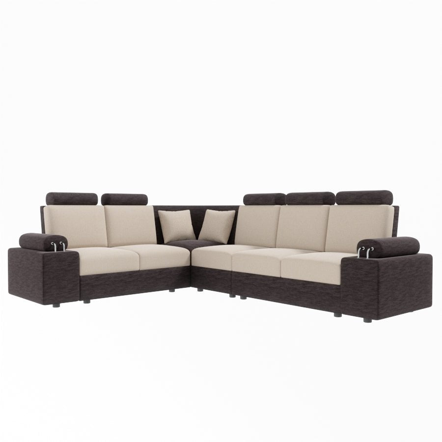 L Shape Corner Fabric Sofa [with Steel Handles] - Sekar Lifestyle
