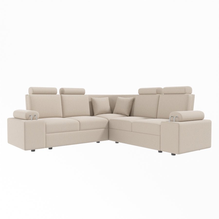L Shape Corner Fabric Sofa [with Steel Handles] - Sekar Lifestyle