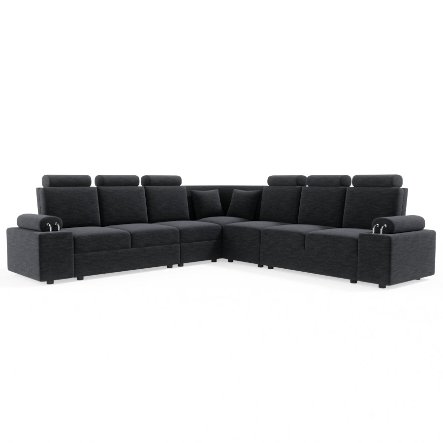 L Shape Corner Fabric Sofa [with Steel Handles] - Sekar Lifestyle