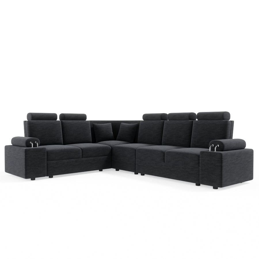 L Shape Corner Fabric Sofa [with Steel Handles] - Sekar Lifestyle