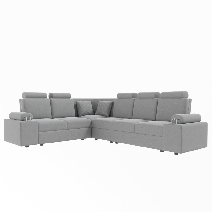 L Shape Corner Fabric Sofa [with Steel Handles] - Sekar Lifestyle