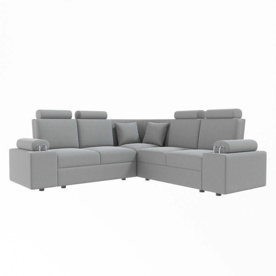 L Shape Corner Fabric Sofa [with Steel Handles] - Sekar Lifestyle