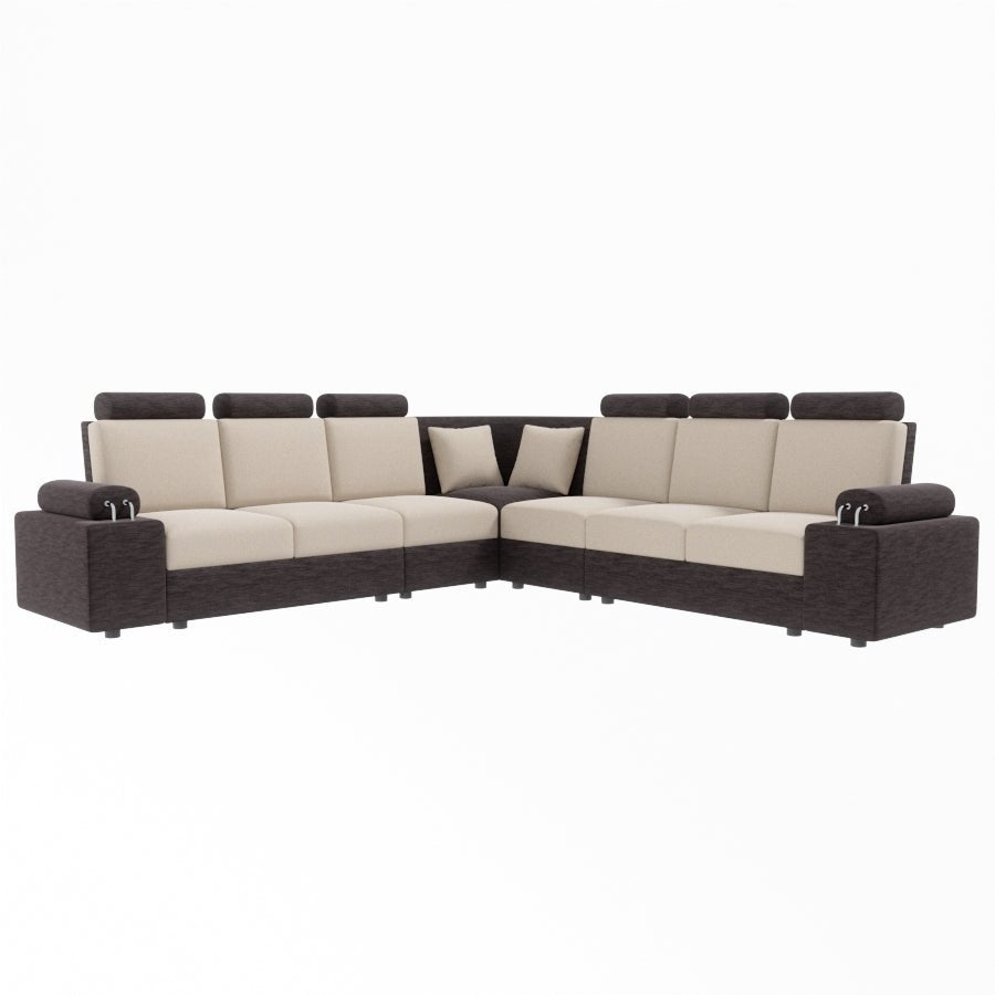 L Shape Corner Fabric Sofa [with Steel Handles] - Sekar Lifestyle