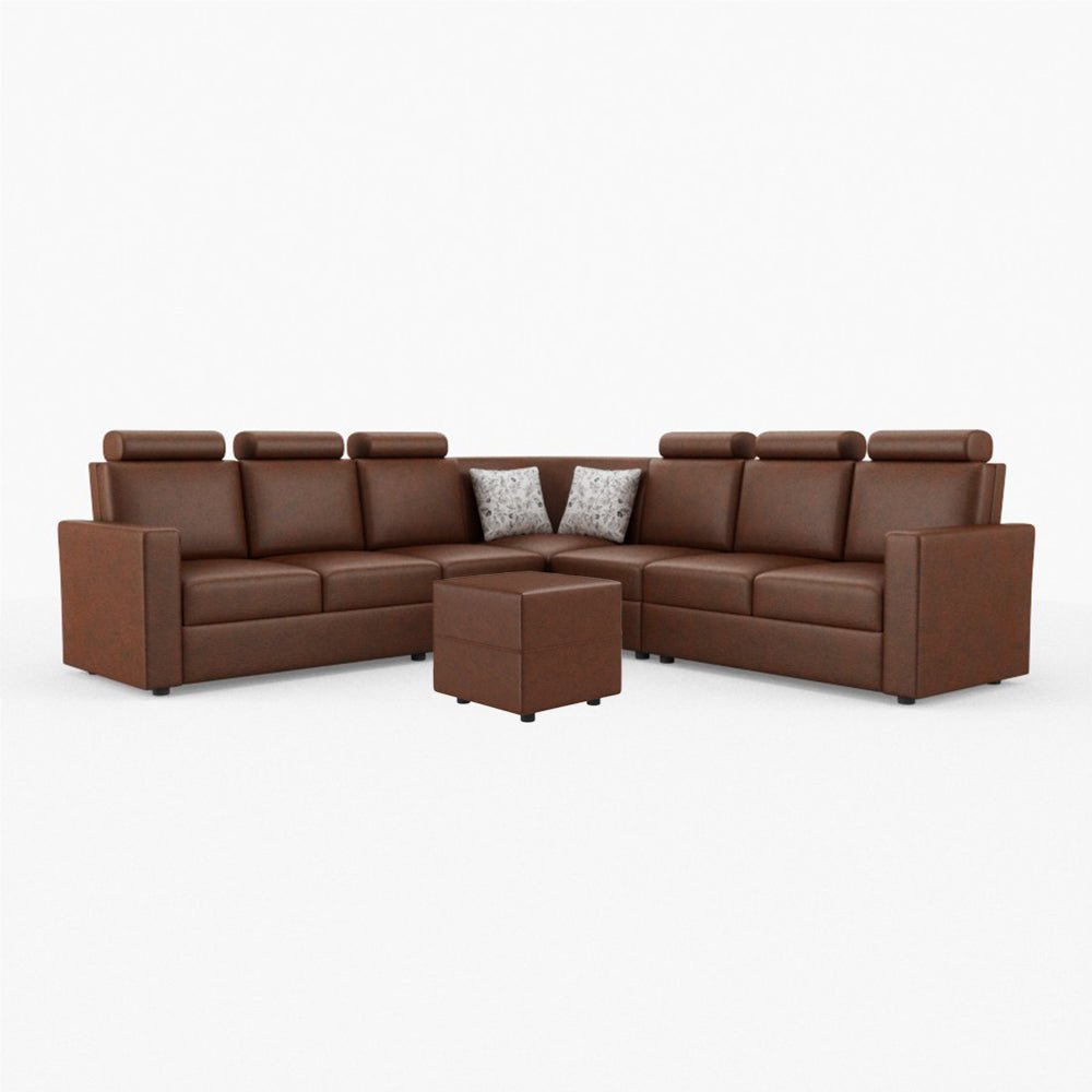 L Shape Corner Leatherette Sofa [with Normal Handles] With Box Moda - Sekar Lifestyle