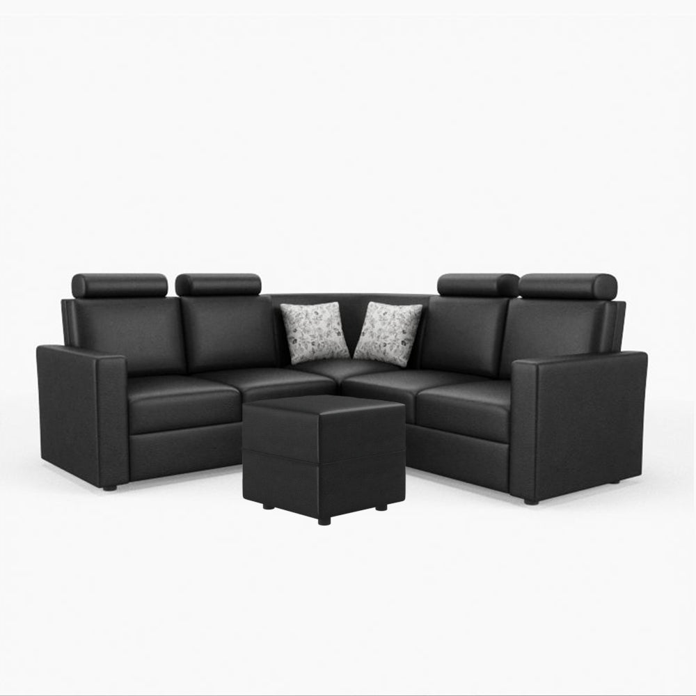 L Shape Corner Leatherette Sofa [with Normal Handles] With Box Moda - Sekar Lifestyle
