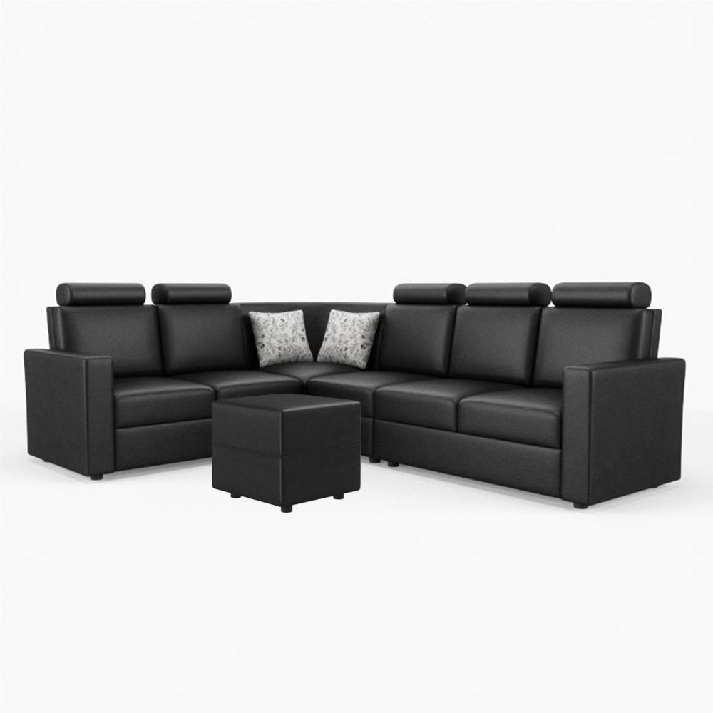 L Shape Corner Leatherette Sofa [with Normal Handles] With Box Moda - Sekar Lifestyle