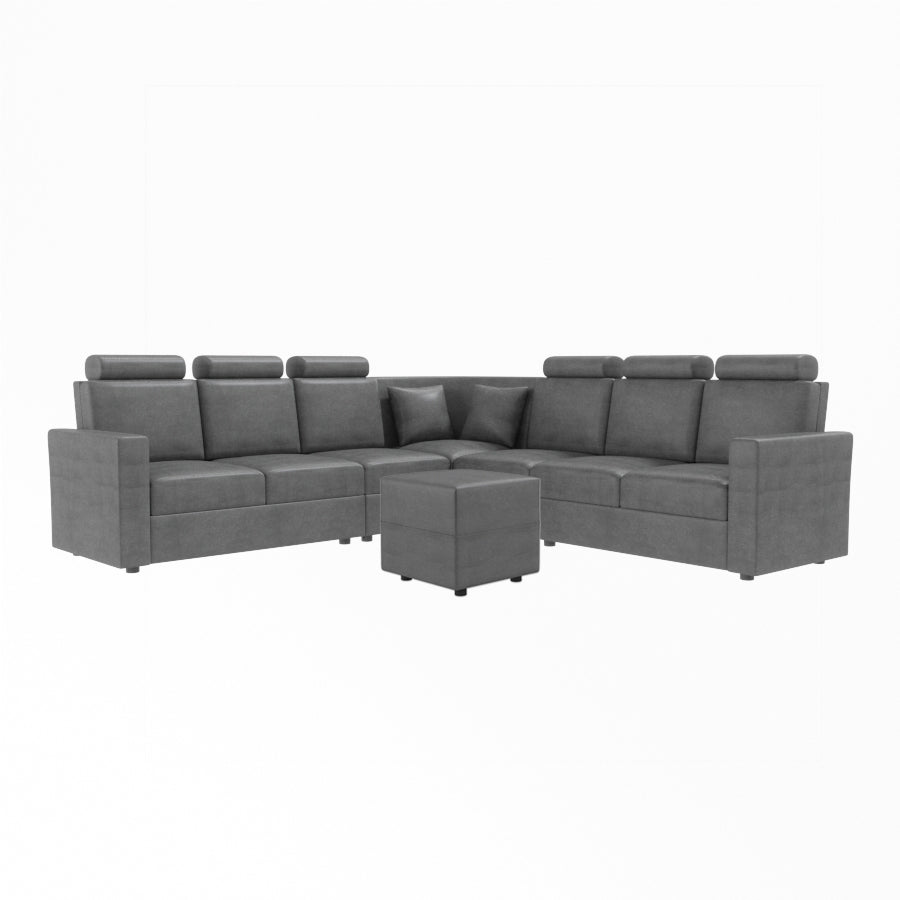 L Shape Corner Leatherette Sofa [with Normal Handles] With Box Moda - Sekar Lifestyle