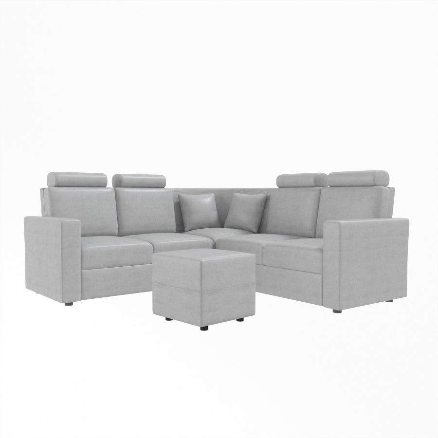 L Shape Corner Leatherette Sofa [with Normal Handles] With Box Moda - Sekar Lifestyle