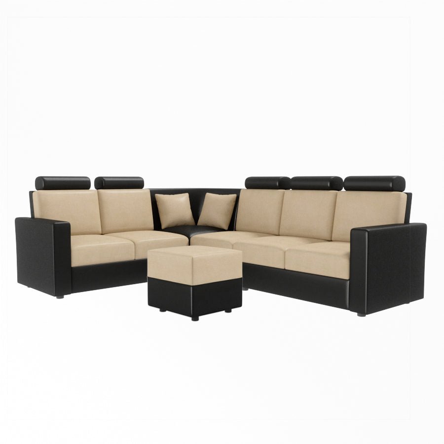 L Shape Corner Leatherette Sofa [with Normal Handles] With Box Moda - Sekar Lifestyle