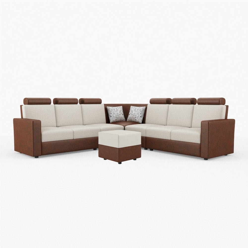 L Shape Corner Leatherette Sofa [with Normal Handles] With Box Moda - Sekar Lifestyle