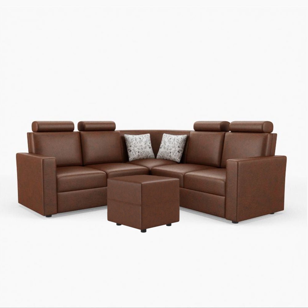 L Shape Corner Leatherette Sofa [with Normal Handles] With Box Moda - Sekar Lifestyle