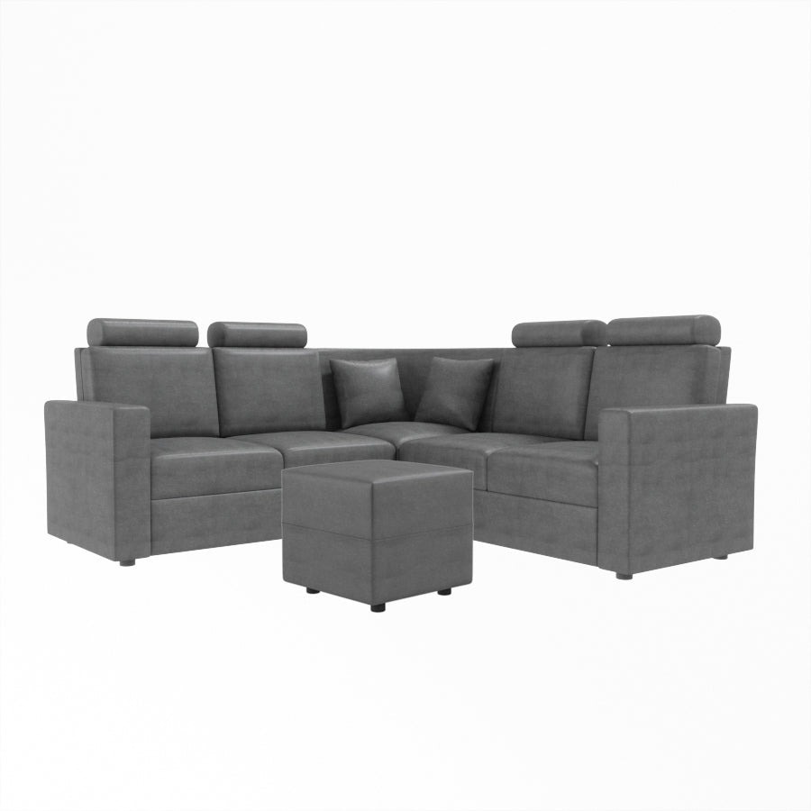 L Shape Corner Leatherette Sofa [with Normal Handles] With Box Moda - Sekar Lifestyle