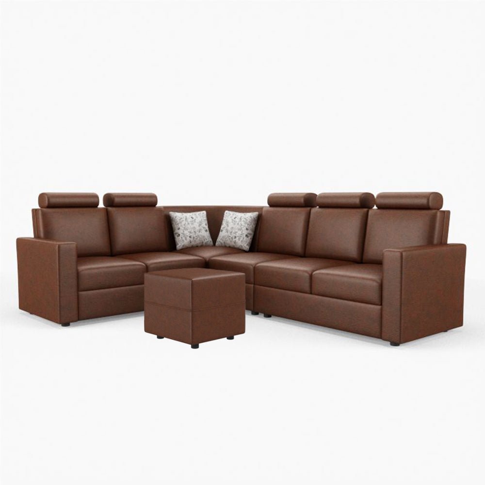 L Shape Corner Leatherette Sofa [with Normal Handles] With Box Moda - Sekar Lifestyle