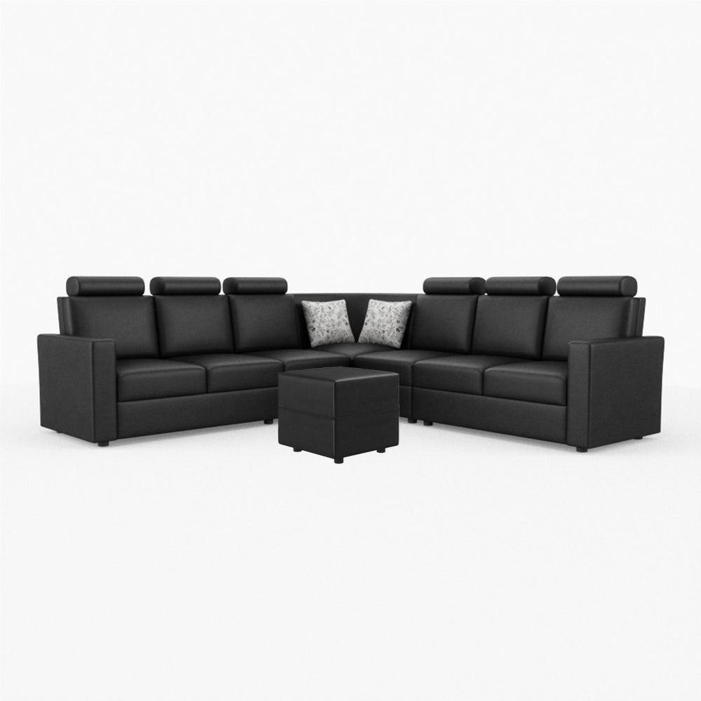 L Shape Corner Leatherette Sofa [with Normal Handles] With Box Moda - Sekar Lifestyle
