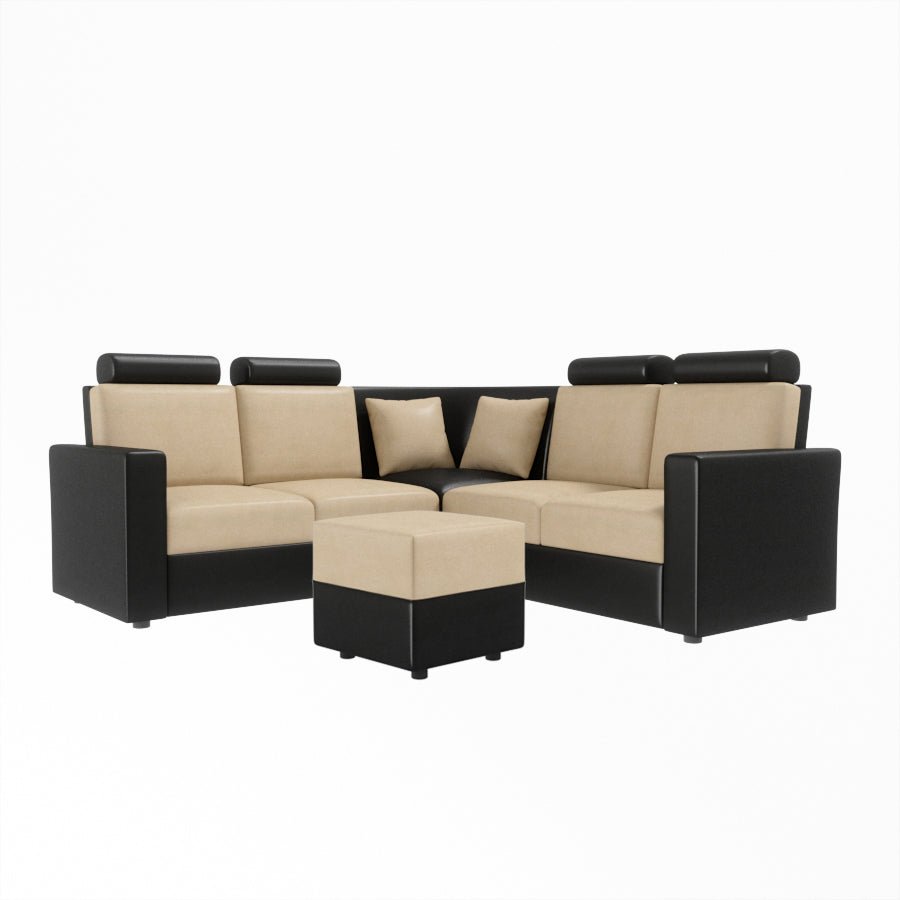 L Shape Corner Leatherette Sofa [with Normal Handles] With Box Moda - Sekar Lifestyle
