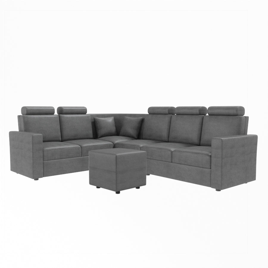 L Shape Corner Leatherette Sofa [with Normal Handles] With Box Moda - Sekar Lifestyle