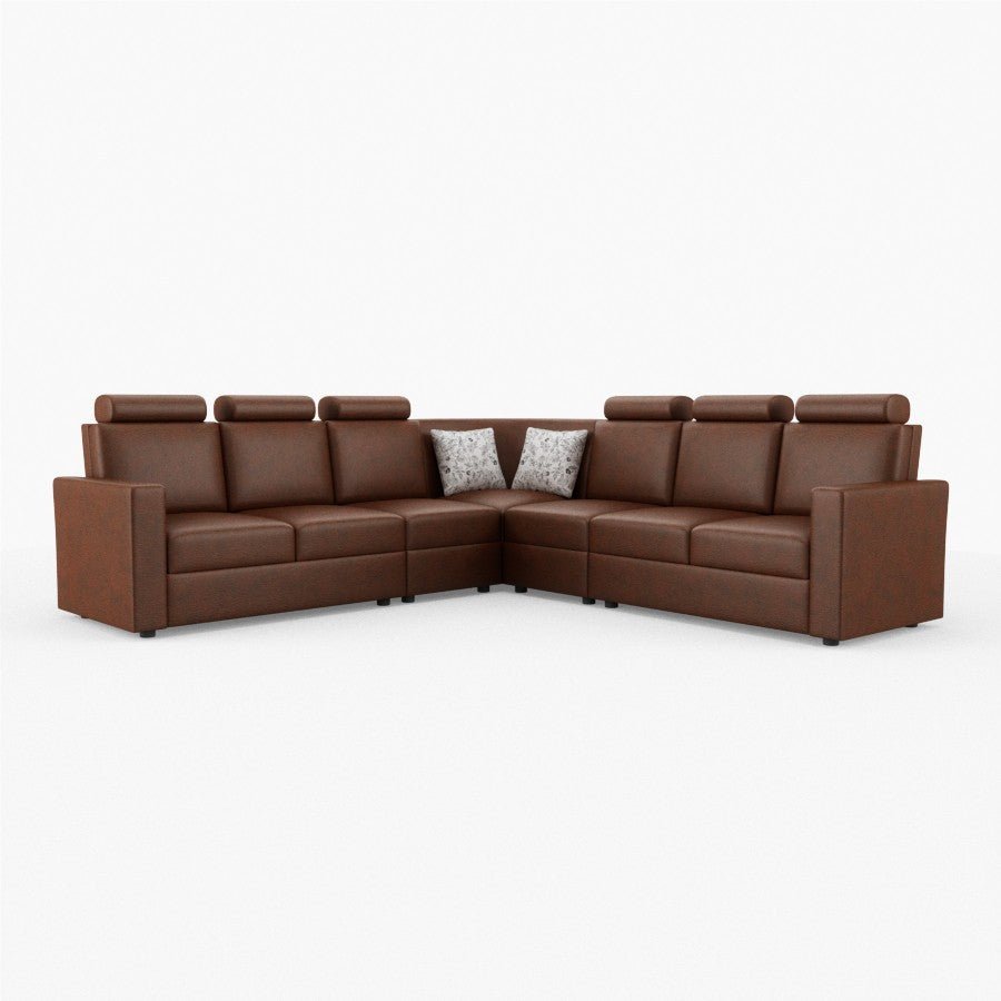 L Shape Corner Leatherette Sofa [with Normal Handles] - Sekar Lifestyle