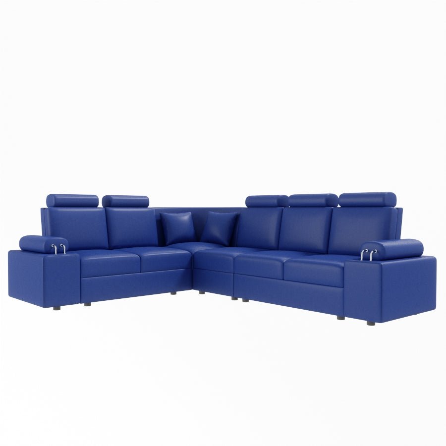L Shape Corner Leatherette Sofa [with Steel Handles] - Sekar Lifestyle