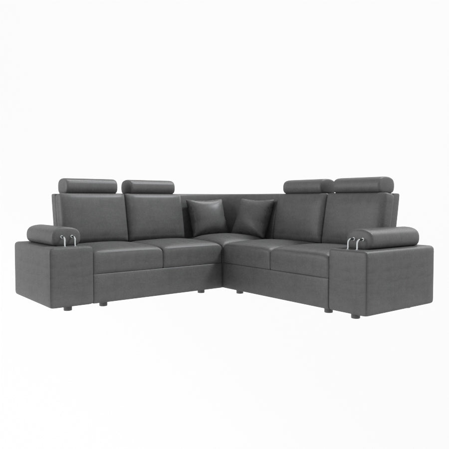 L Shape Corner Leatherette Sofa [with Steel Handles] - Sekar Lifestyle