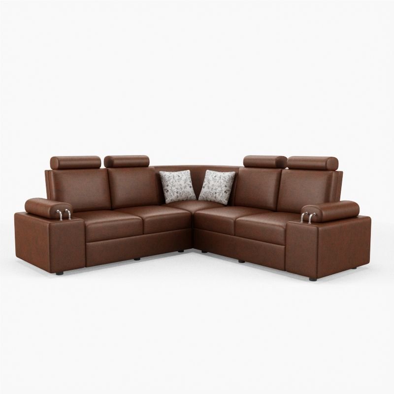 L Shape Corner Leatherette Sofa [with Steel Handles] - Sekar Lifestyle
