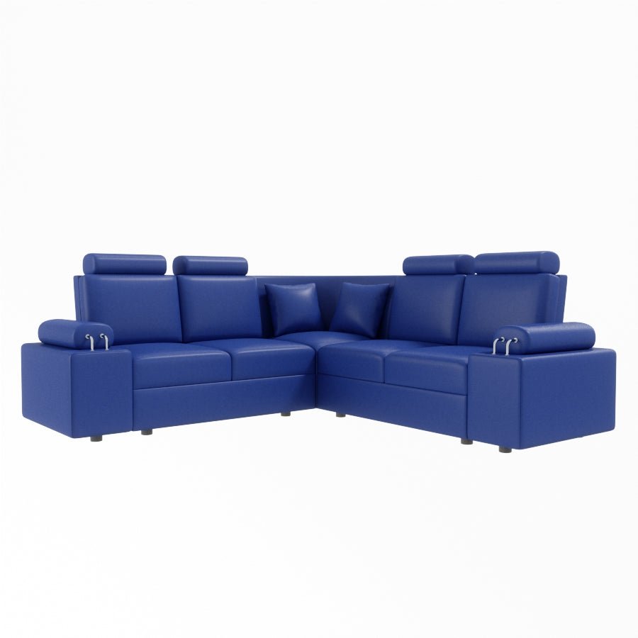 L Shape Corner Leatherette Sofa [with Steel Handles] - Sekar Lifestyle