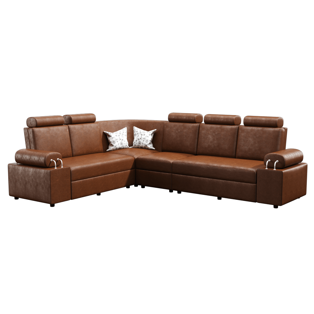 L Shape Corner Leatherette Sofa [with Steel Handles] - Sekar Lifestyle