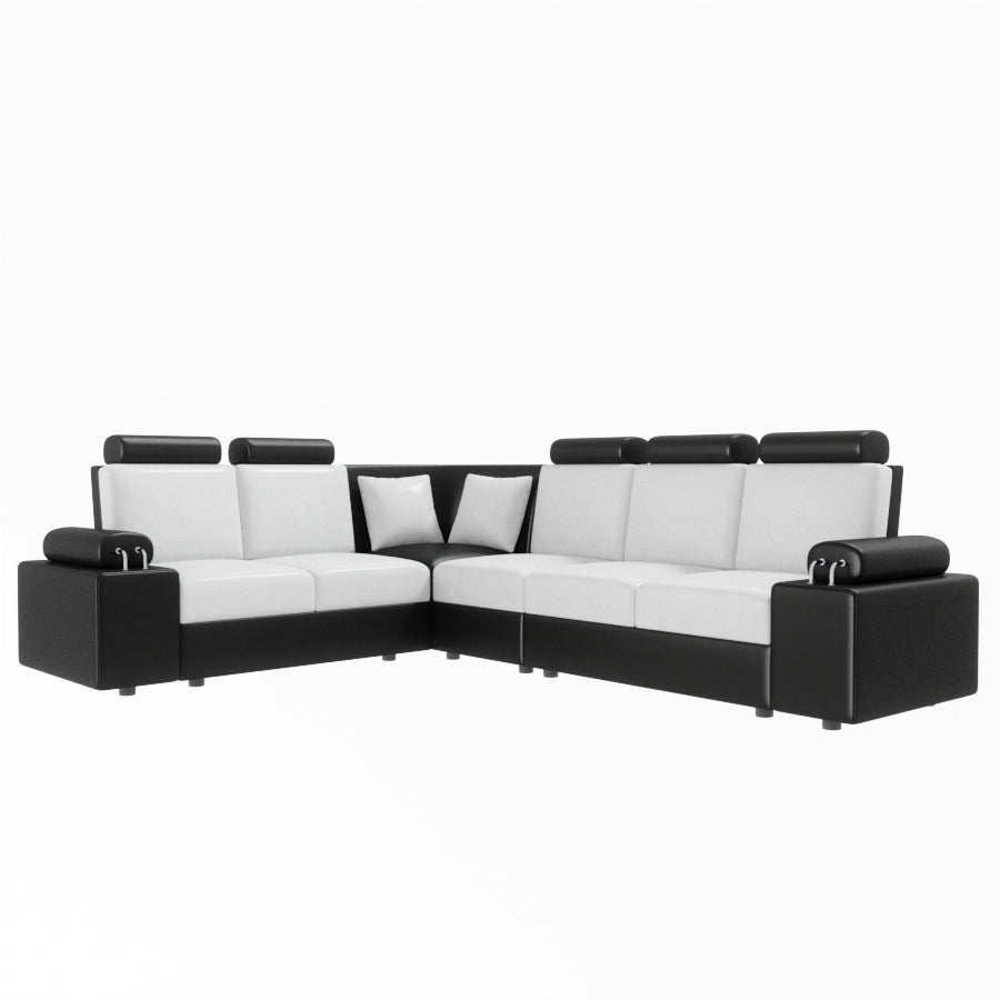L Shape Corner Leatherette Sofa [with Steel Handles] - Sekar Lifestyle